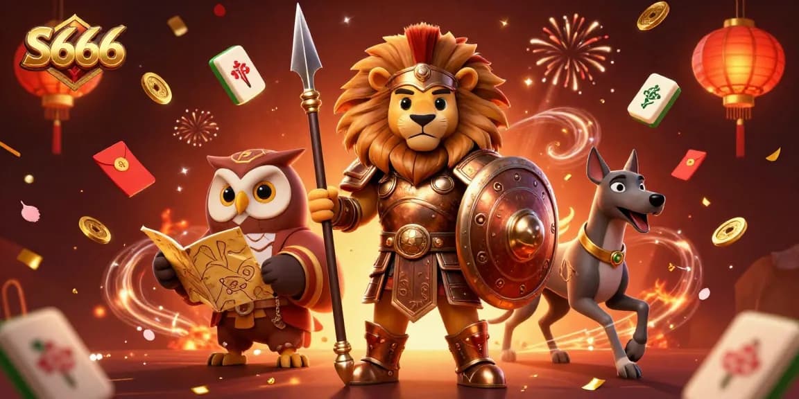 S666 illustrates a captivating casino scene with engaging characters and festive gambling elements.
