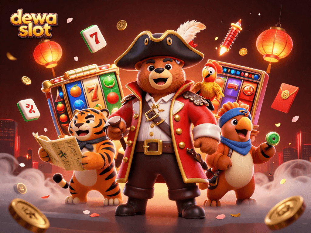 Menggenggam slot dewa slot, beruang kapten bajak laut 3D dan macan berbadan kekar menunjukkan peluang permainan jackpot melimpah.