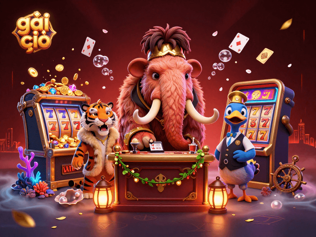 Experience winning strategies with gái gọi in this rich casino illustration featuring playful characters.