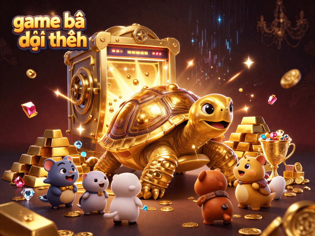 Play game bài đổi thưởng with a thrilling 3D casino illustration featuring a unique tortoise pinball machine.