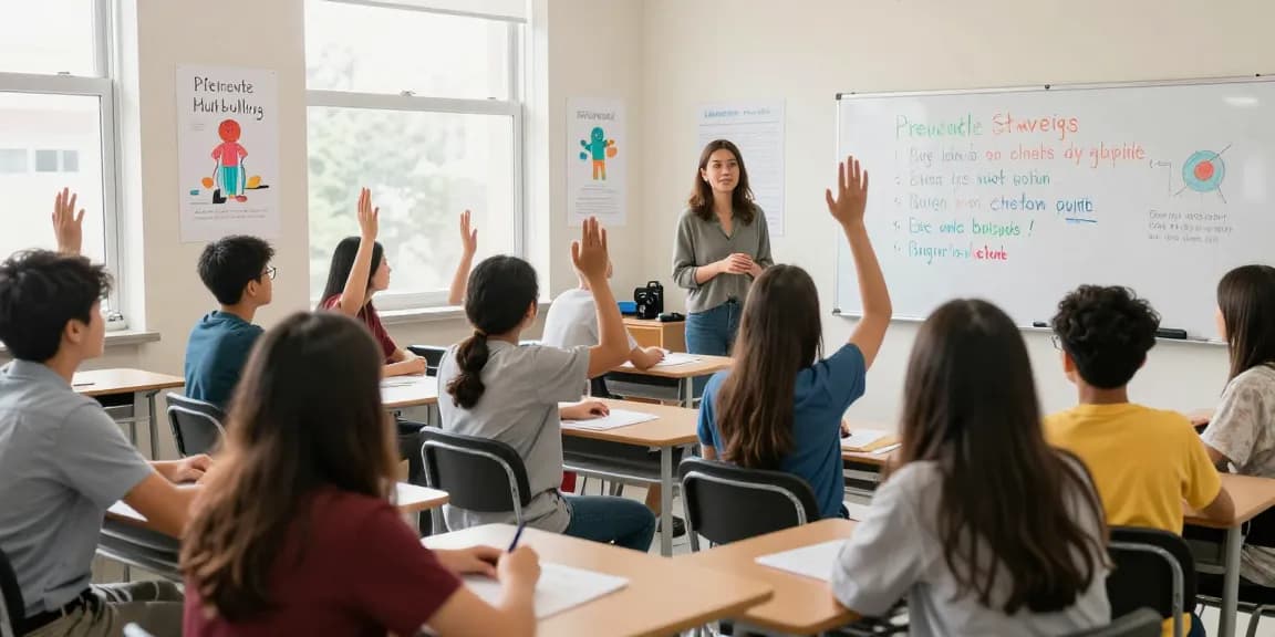 The Negative Impact of Bullying in Schools highlighted in a classroom with students engaging in a supportive anti-bullying workshop, fostering empathy and understanding.