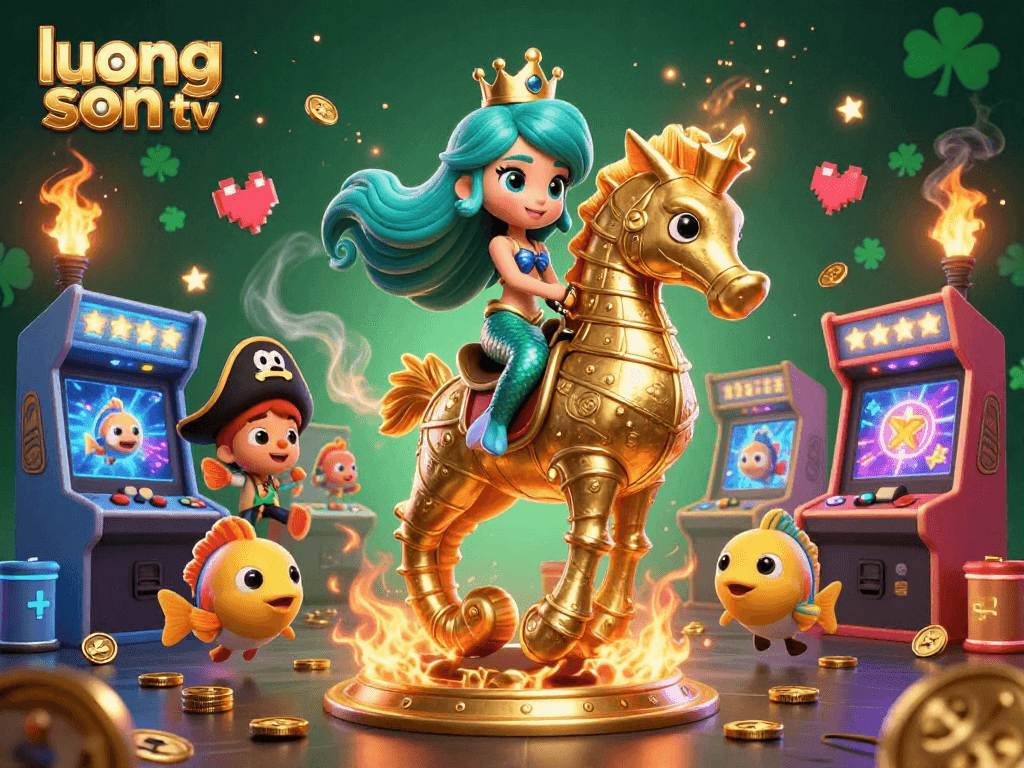 Experience the thrill of gambling with luong son tv, illustrated with a vibrant underwater scene of a mermaid princess and casino elements.