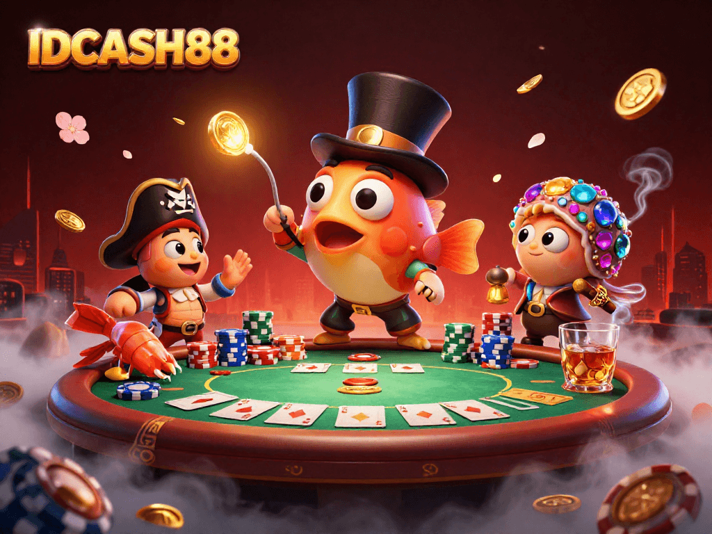 Spin to win with IDCASH88's thrilling 3D deep-sea casino adventure featuring vibrant characters and dynamic elements.