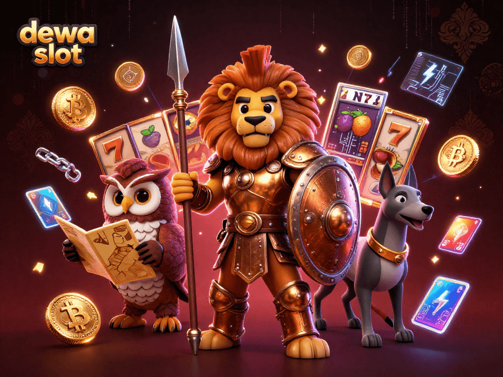 Experience the thrill of dewa slot games with vibrant 3D characters and exciting casino elements.