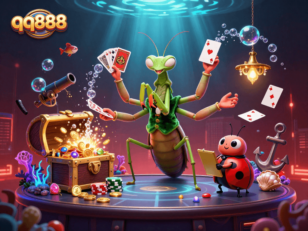 Experience exciting gameplay at qq888 with vibrant characters and lively casino elements featuring dynamic 3D illustrations.