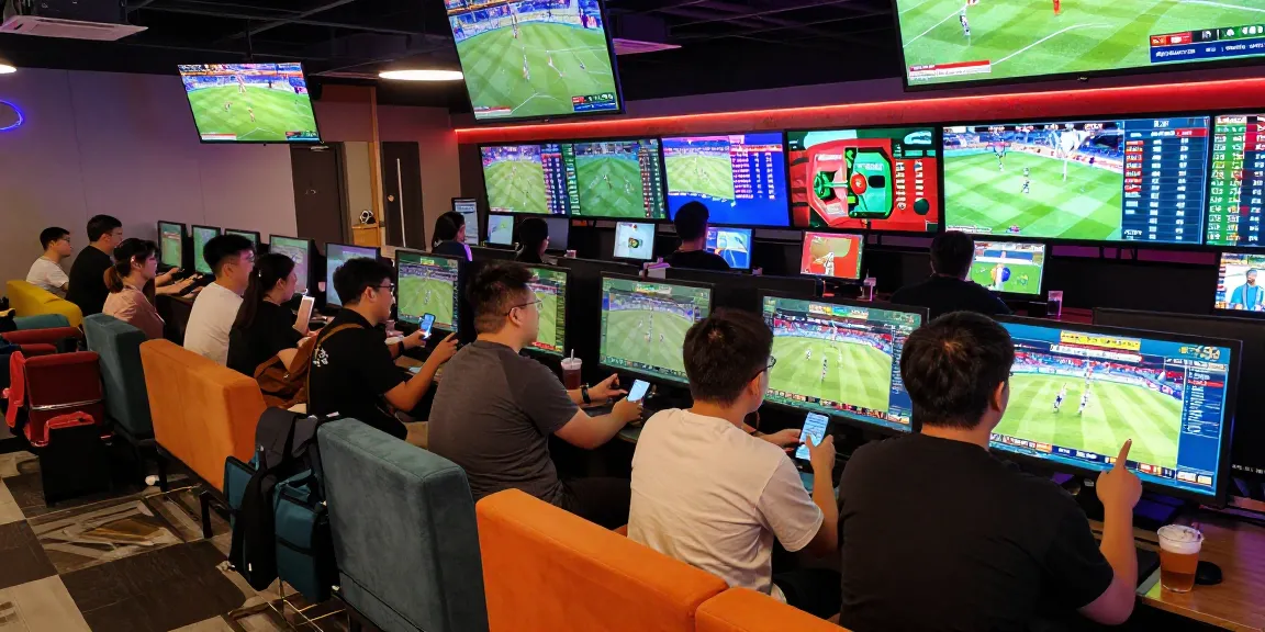 Playinexch online betting hub with players interacting with screens and live sports excitement.