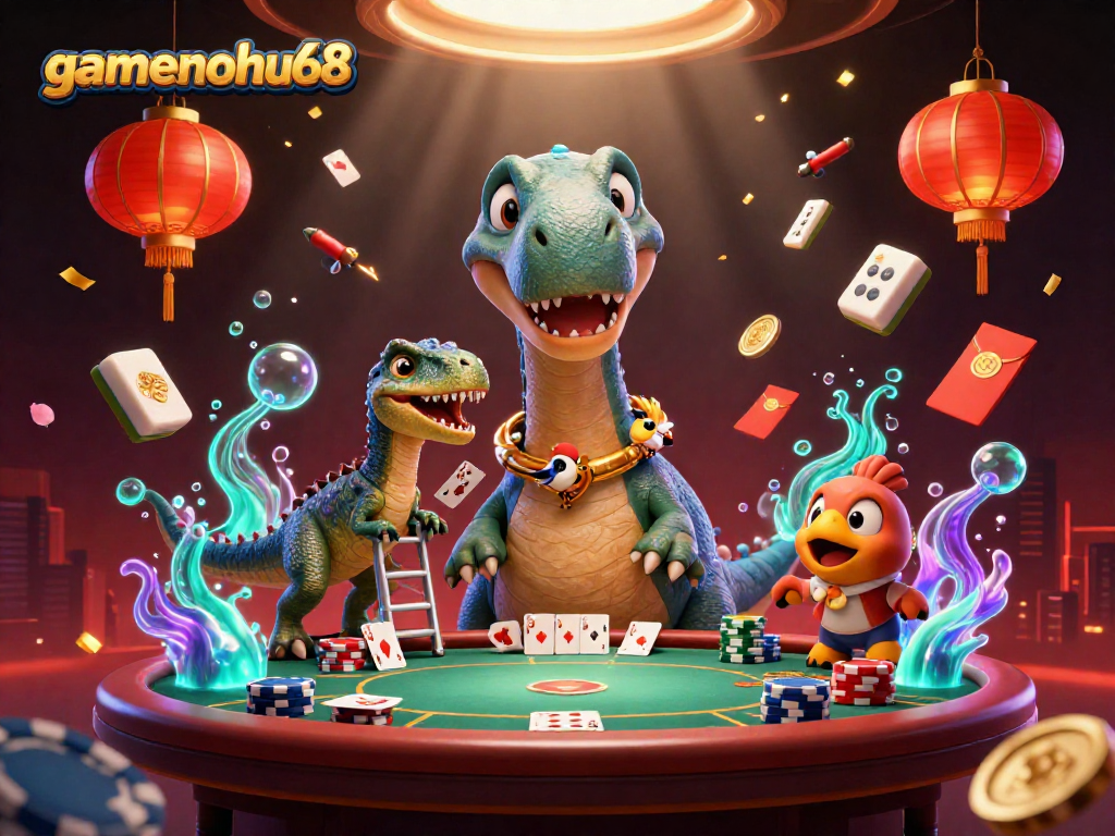 Experience the thrill of poker at gamenohu68 with vibrant characters and dynamic casino elements.