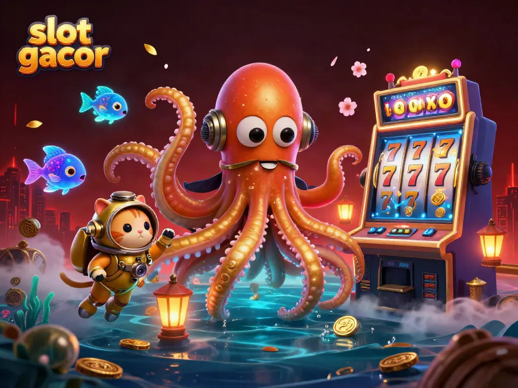Menangkan slot gacor dengan kraken besar dan ikan laut bersinar di dunia kasino 3D.