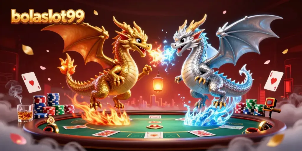 Engage in thrilling games with bolaslot99's animated dragon scene evoking casino excitement.