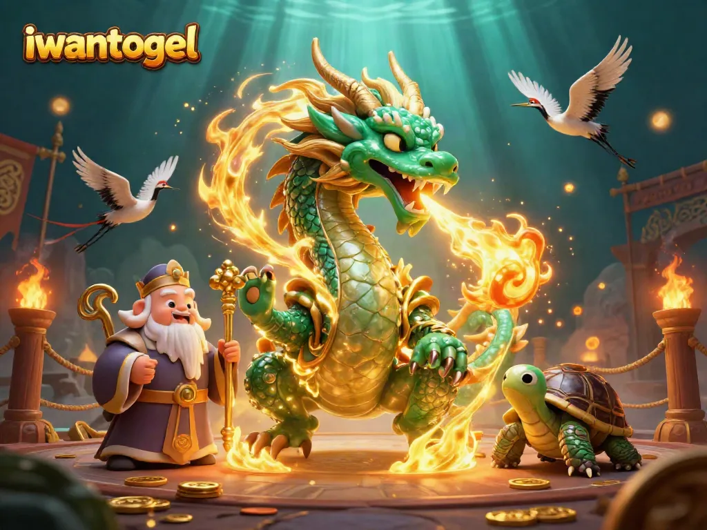 Play iwantogel with a powerful jade dragon and wise sage in an immersive casino atmosphere.