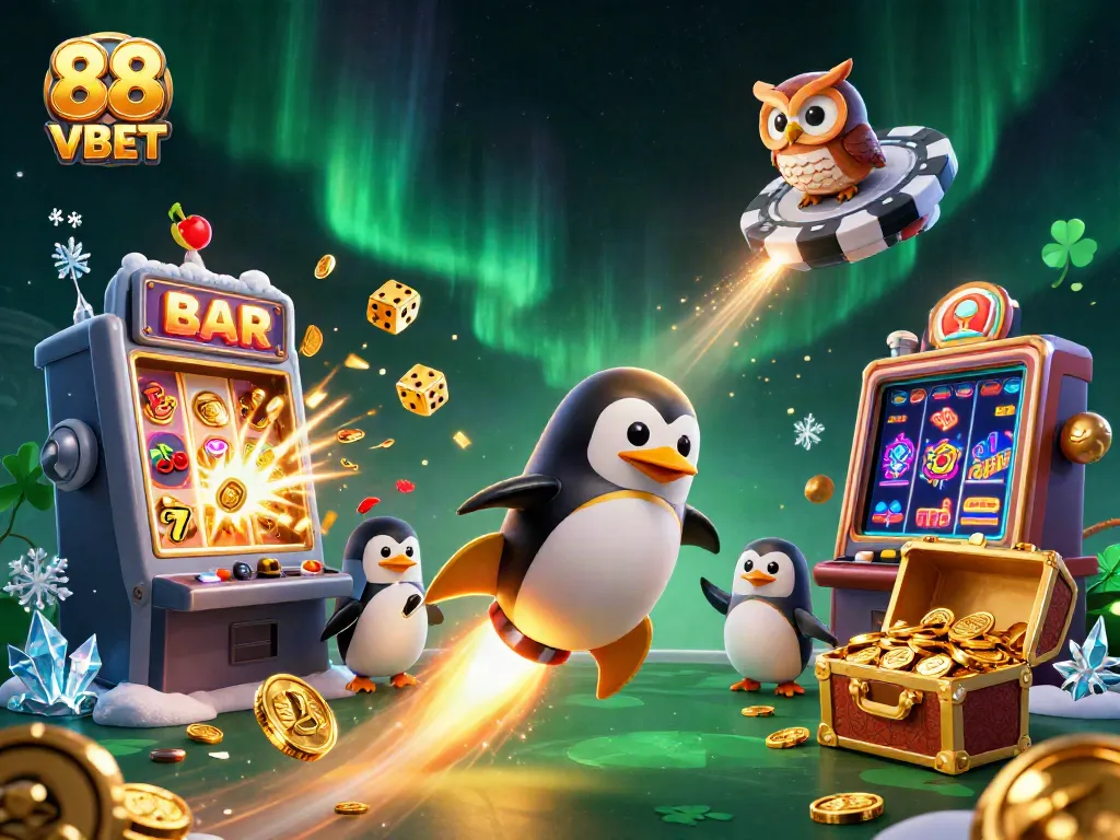 Experience excitement at 88 VBET with a golden penguin blasting to a casino adventure!