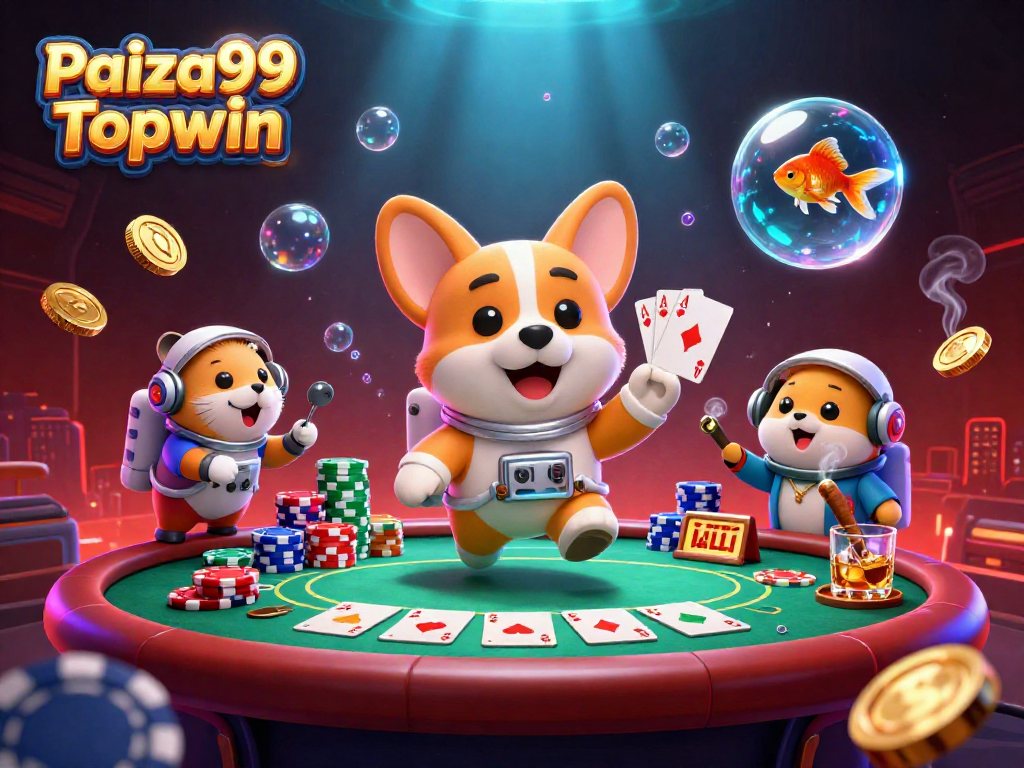 Join the exciting action at Paiza99 Topwin with a playful cartoon scene inside a space station casino!