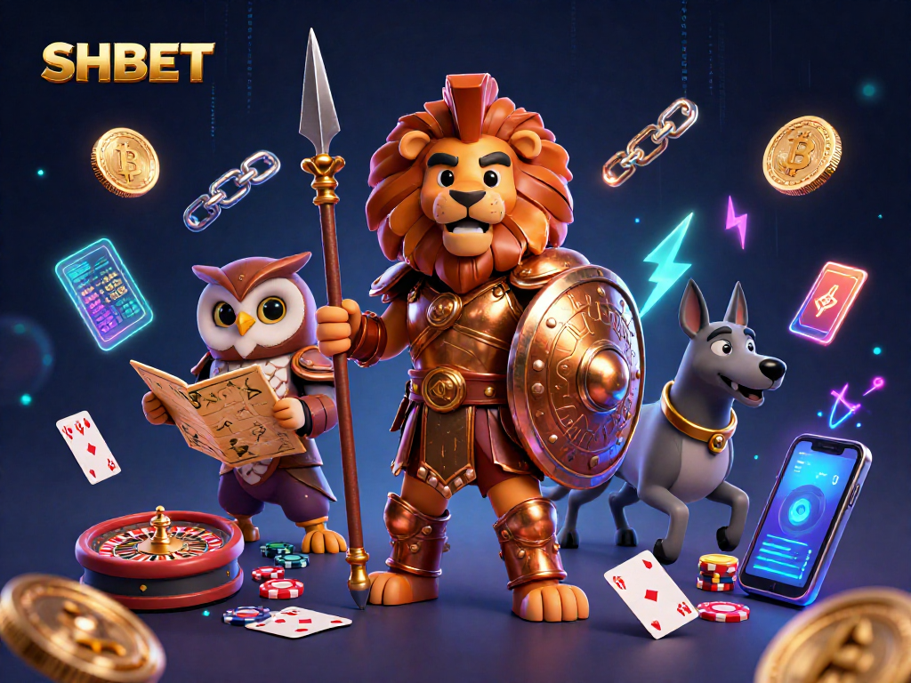 Engage with SHBET through thrilling gaming strategies, illustrated in a vibrant 3D casino scene.