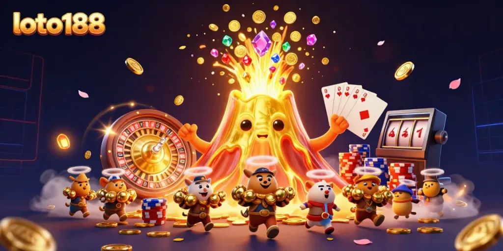 Experience the excitement of loto188 with a vibrant, detailed casino-themed illustration.