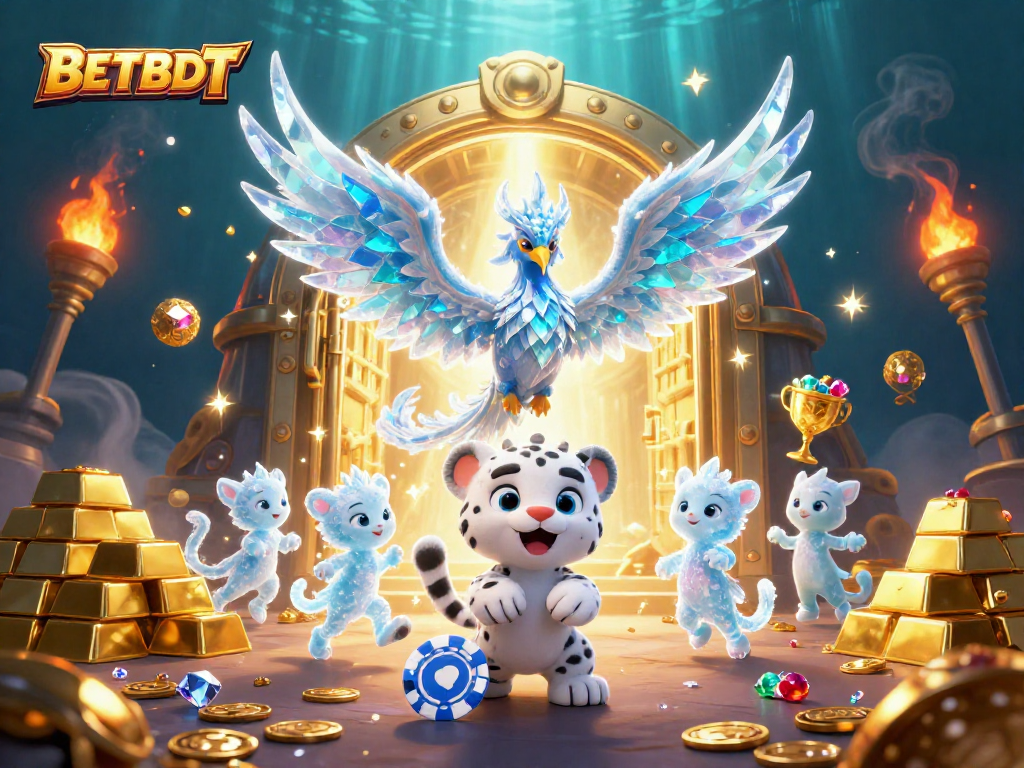 Engage with BETBDT's 3D cartoon illustration showcasing vibrant casino elements and magical characters.