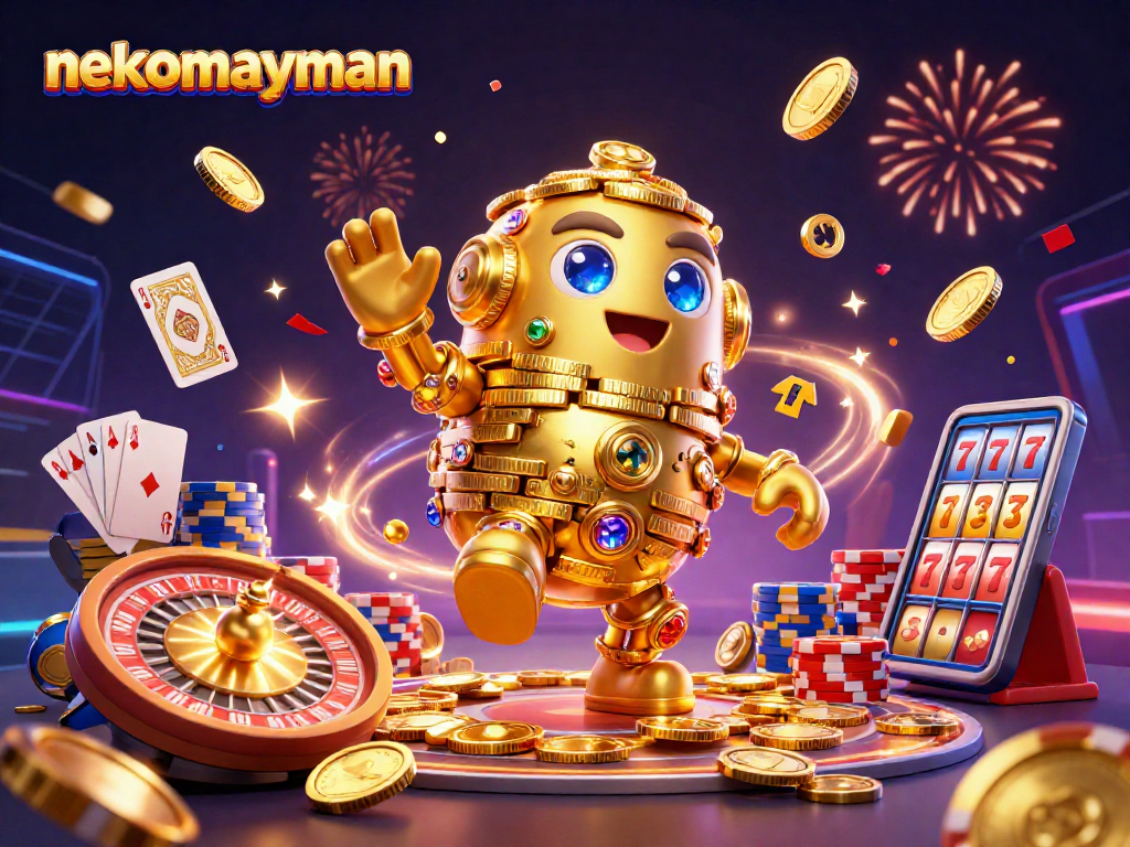 Engage with nekomayman in an exhilarating gaming scene featuring golden coins and dynamic game elements.