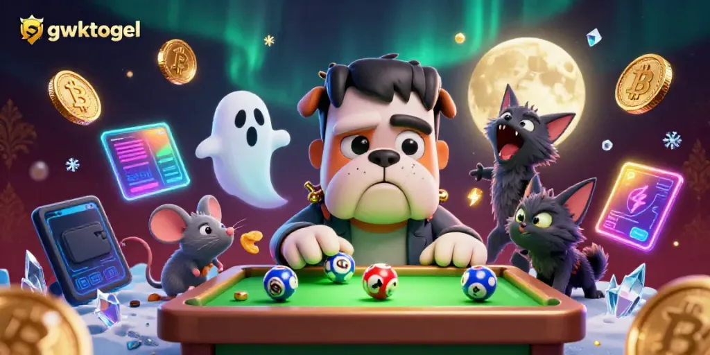 gwktogel menyajikan ilustrasi kartu togel dengan karakter yang menarik dalam suasana yang spooky.