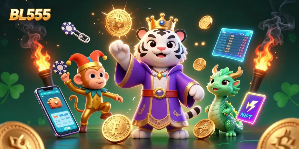 Engage with the vibrant world of BL555 featuring thrilling casino elements in a dynamic illustration.
