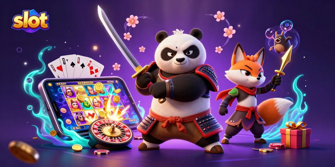 Slot berwarna-warni menghidupkan aksi dengan panda samurai dan rubah ninja pada latar belakang spektakuler.