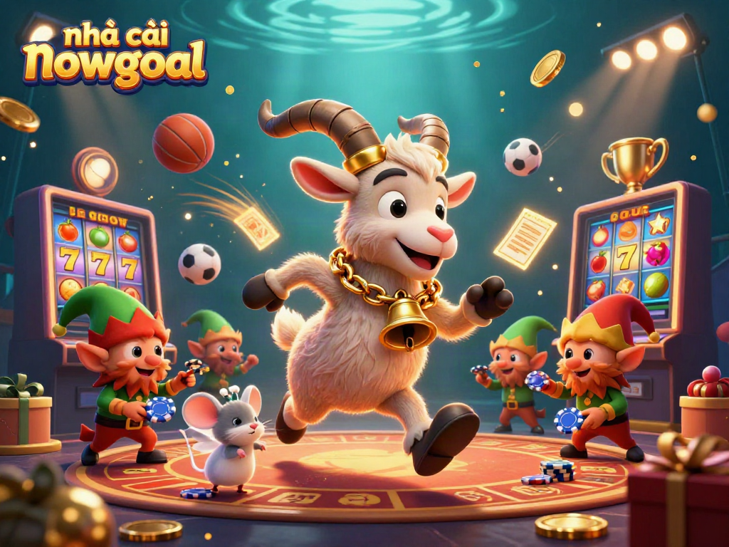 Engage in the fun at nhà cái nowgoal with a festive casino scene featuring Krampus and festive characters.