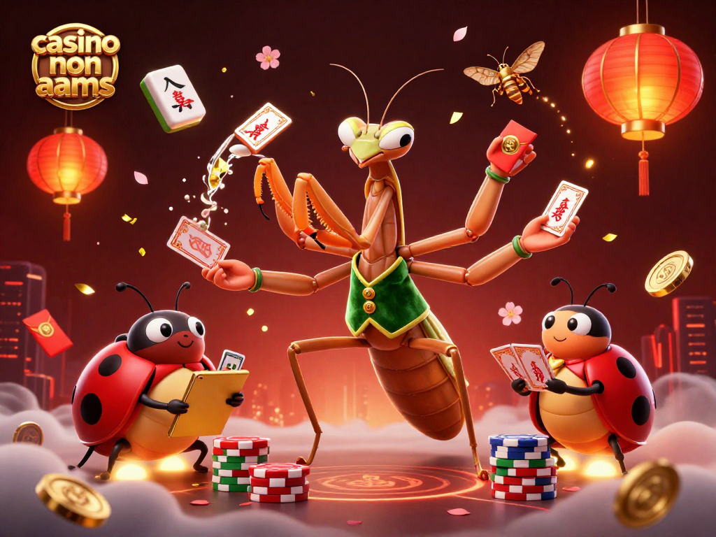 Gioca nei migliori casino non AAMS con un camaleonte dei giochi e il pit boss in un ambiente festivo.