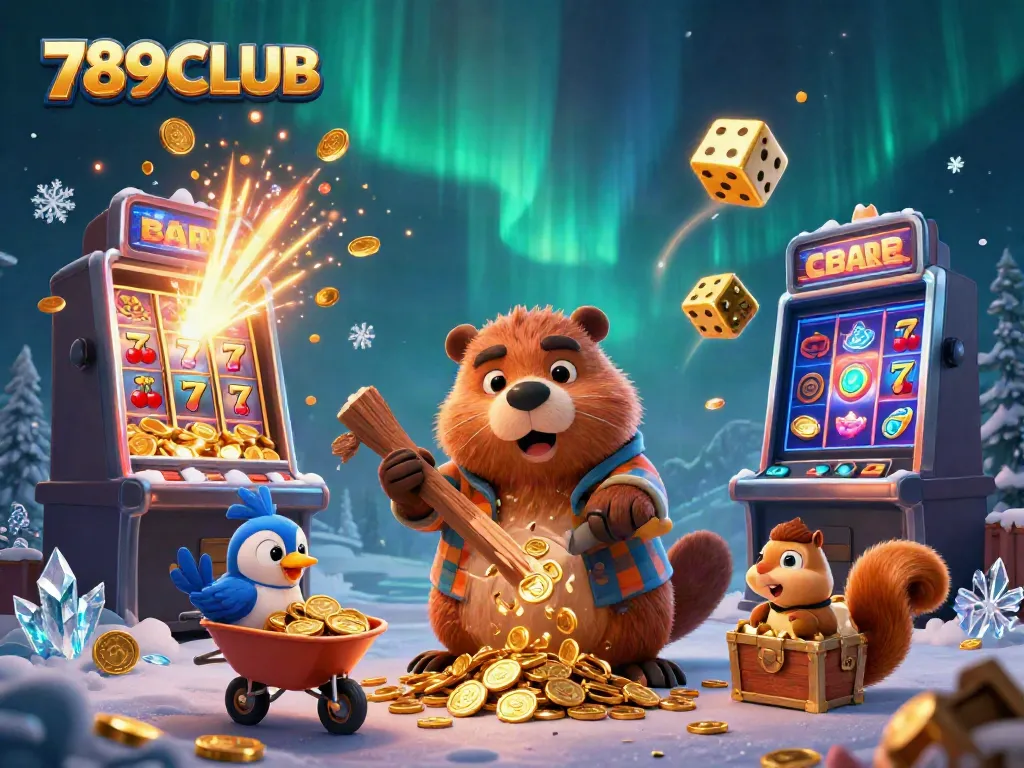 Experience the thrilling world of 789CLUB with a vibrant scene featuring playful characters celebrating casino wins.