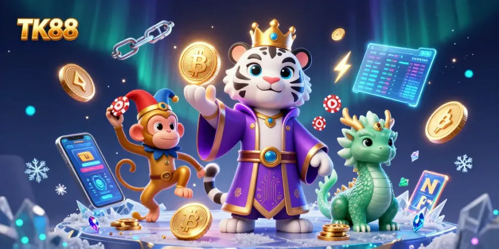 Experience thrilling gameplay at TK88 with vibrant characters and dynamic casino elements.