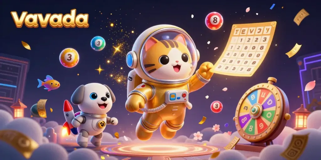 Win exciting jackpots at vavada with colorful lottery elements depicted in a dynamic space scene.