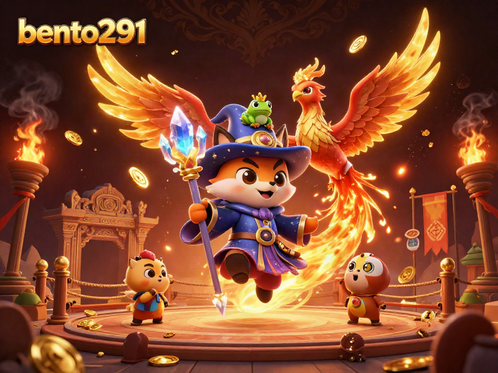 Experience thrilling adventures with bento291's magical gaming scene featuring enchanting characters and rich casino elements.