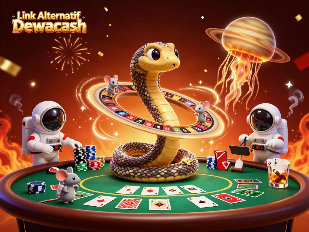 Experience thrilling betting at Link Alternatif Dewacash with a vibrant cosmic casino scene.