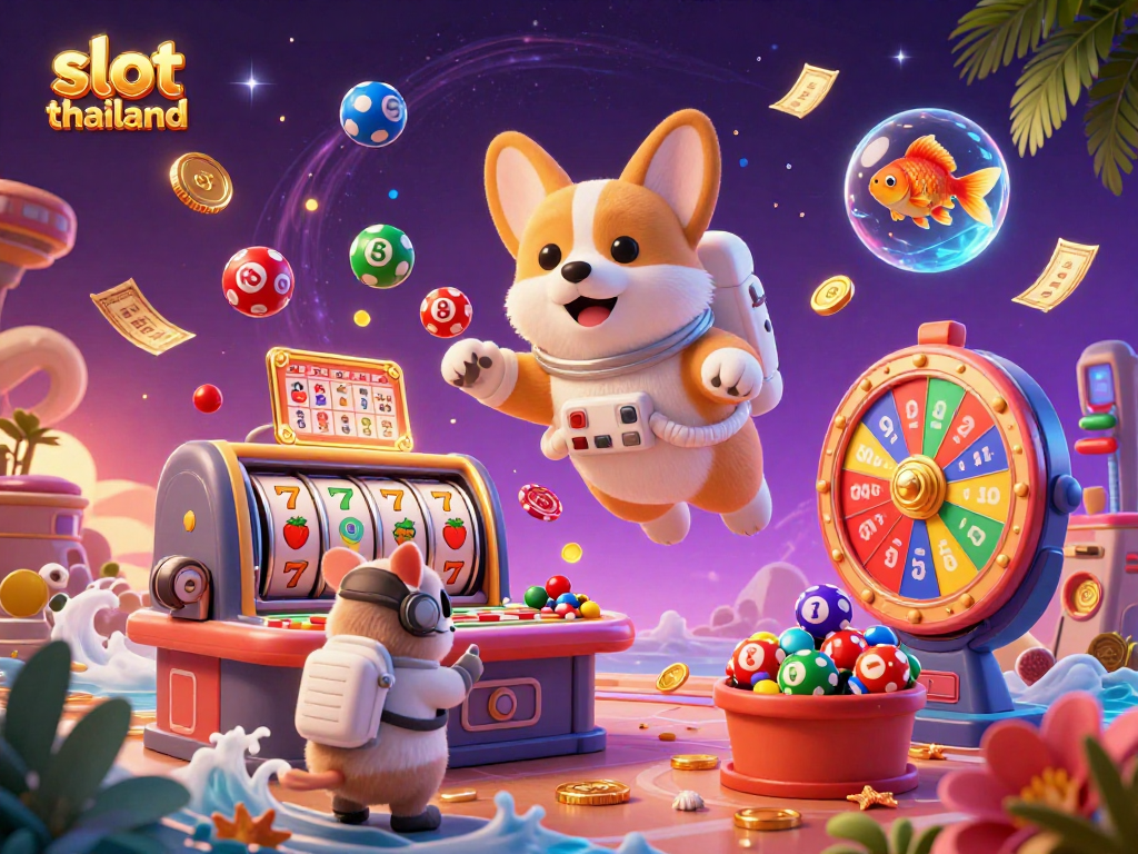 Experience the excitement of slot thailand with a vibrant space-themed casino illustration.