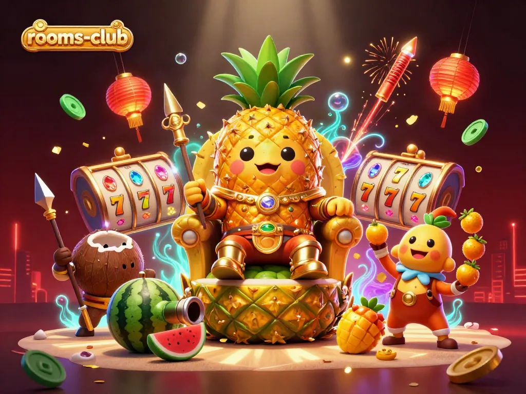 Rasakan keseruan di rooms-club dengan Raja Nanas emas memimpin permainan slot yang menguntungkan!