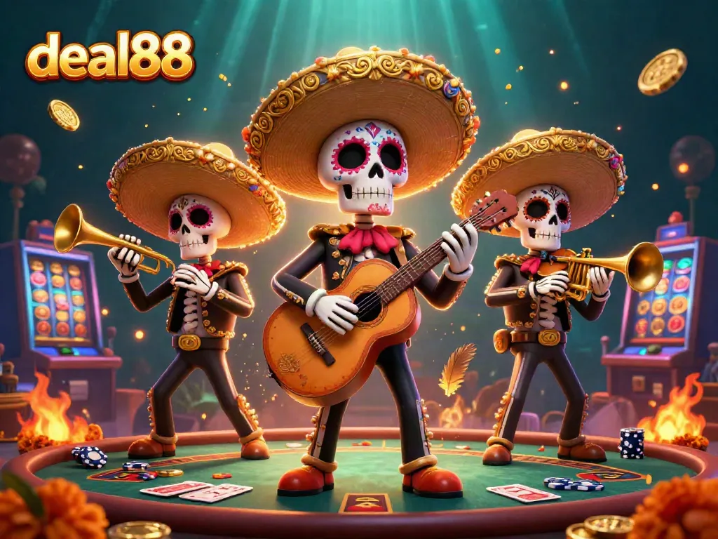 Engage with deal88's vibrant casino scene showcasing festive mariachis and dynamic gaming elements.