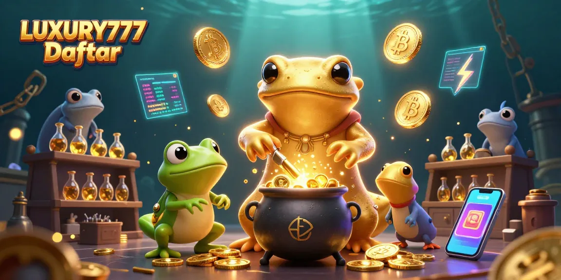 Permainan LUXURY777 Daftar dengan alkemis salamander emas dan elemen kripto 3D.