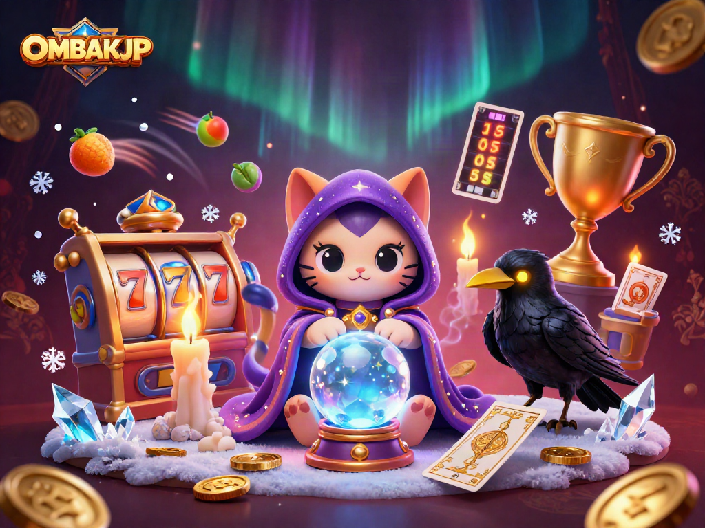 Engage in thrilling actions with OMBAKJP at a vibrant online casino featuring mystical elements.