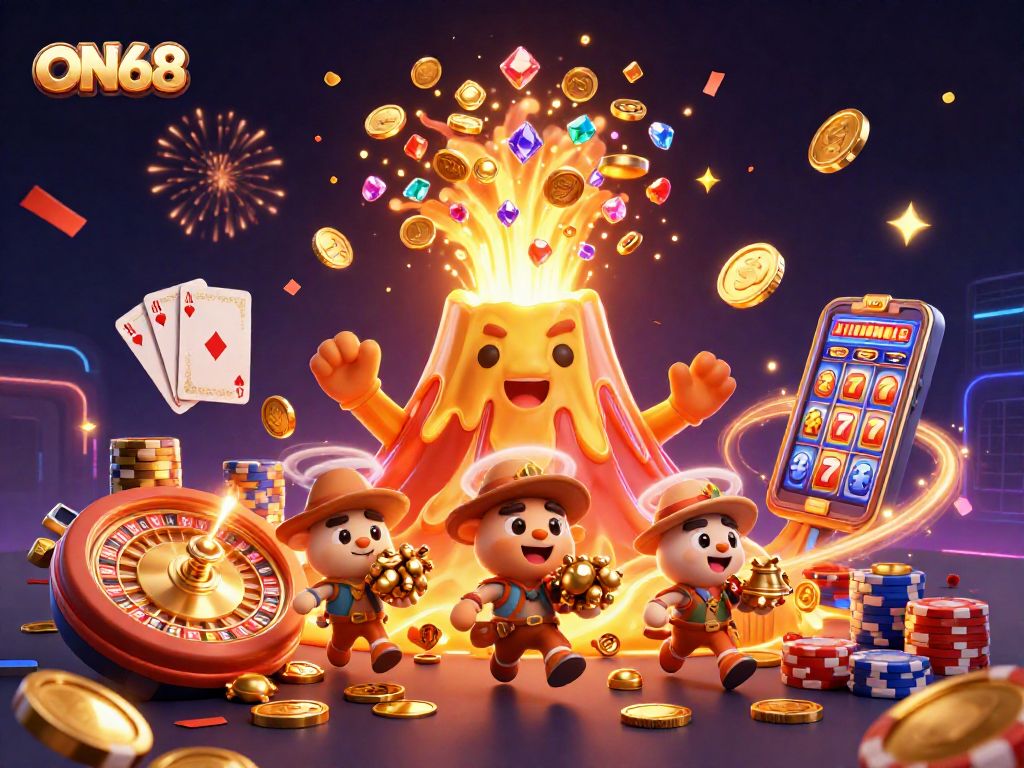 Experience ON68's vibrant gaming world with treasures and thrilling casino games.