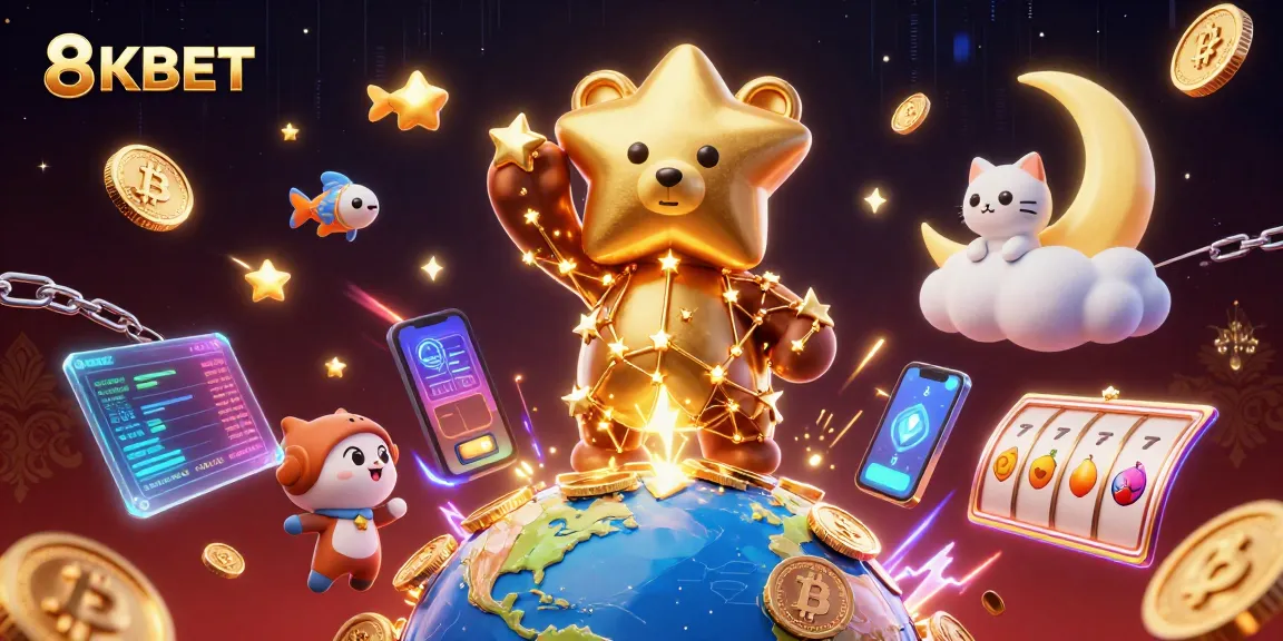 Engage with 8KBET's winning slots as the constellation bear scoops coins under a starry sky.