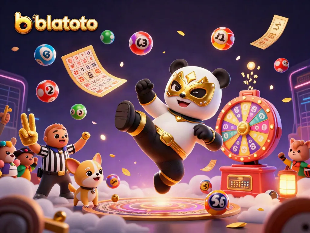 Engage with bolatoto in a dynamic 3D scene featuring a panda, chihuahua referee, and lively animal fans.
