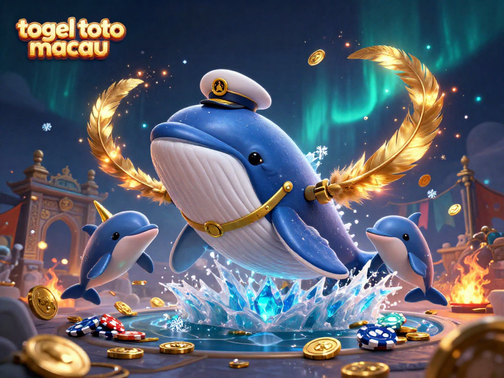 Gambar ilustrasi 3D menampilkan togel toto macau dengan Ikan Paus dan lumba-lumba yang bersenang-senang.