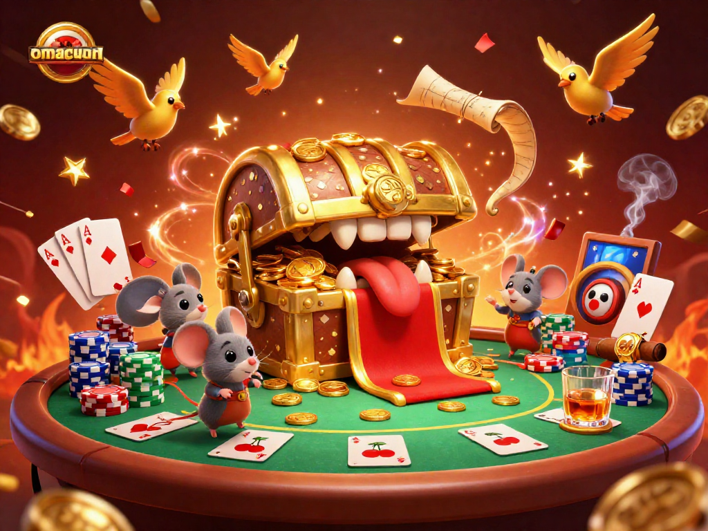 Menangkan jackpot di omacuan dengan mesin slot dan tumpukan chip yang megah