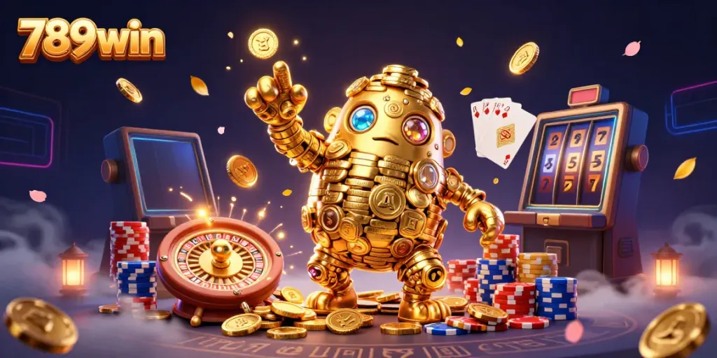 Experience the thrill of winning with 789win's vibrant casino gold and action-packed gaming elements.