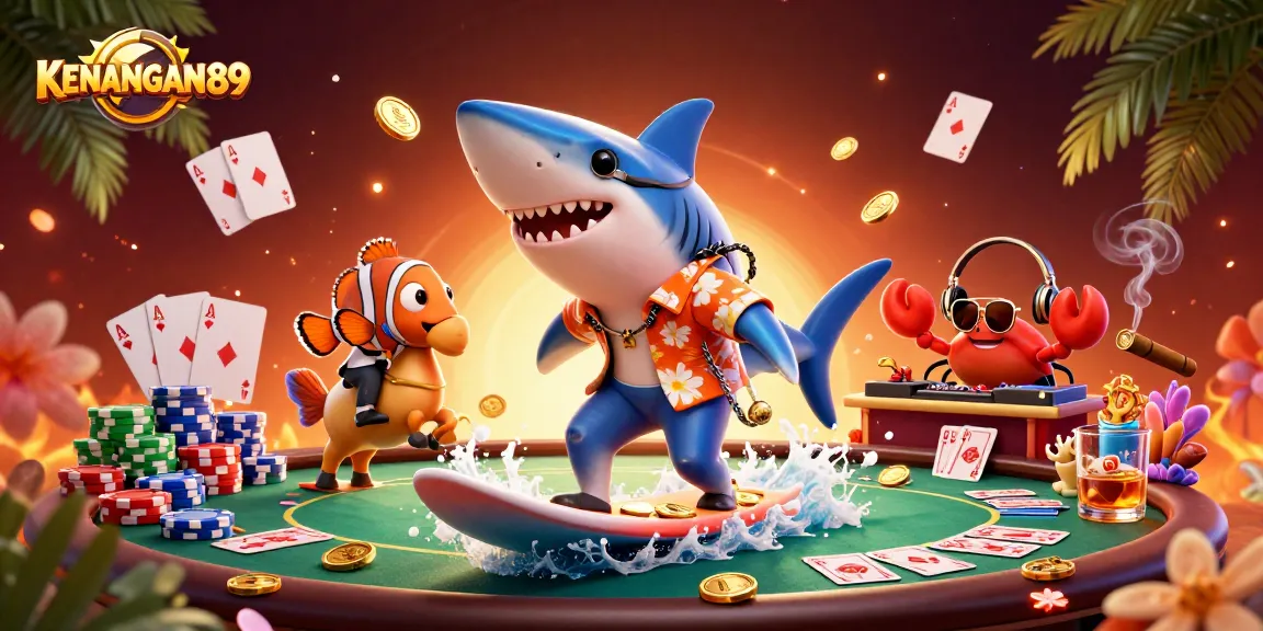Join KENANGAN889's gaming adventure with a dazzling shark surfacing gold coins!