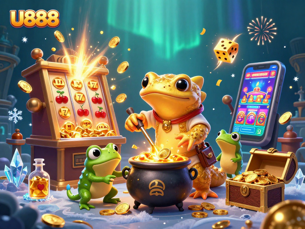 Experience the excitement of U888 with dynamic gaming action, golden treasures, and engaging animations.