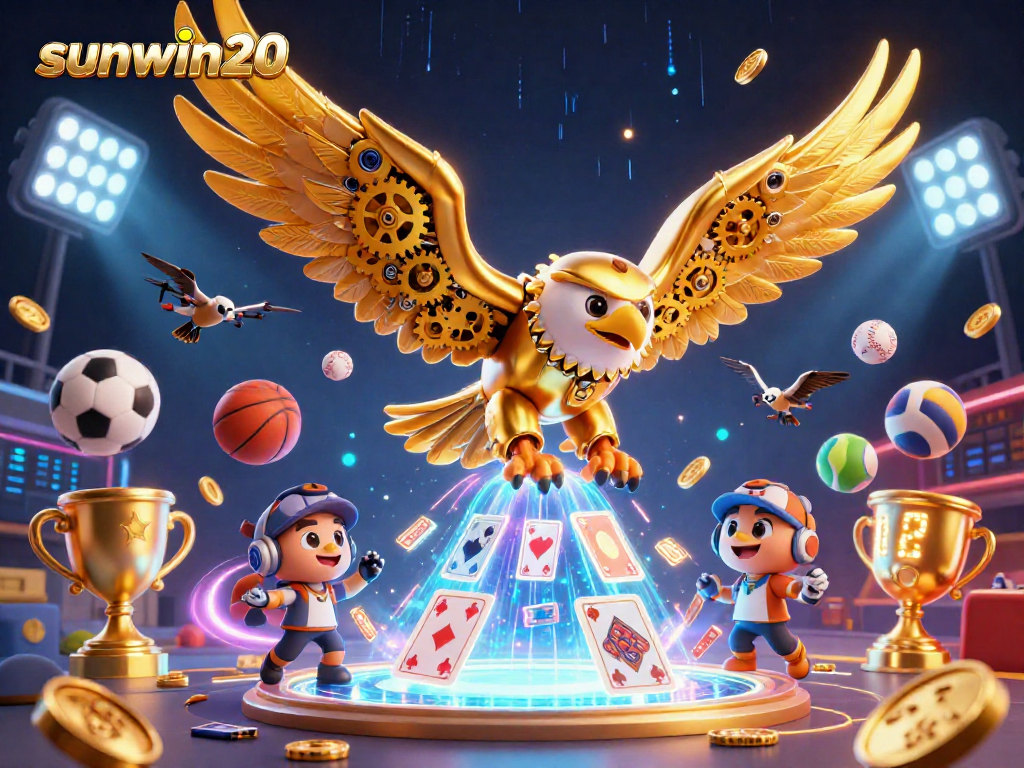 Engage in thrilling sports betting with sunwin20 as the golden eagle dives through holographic cards.