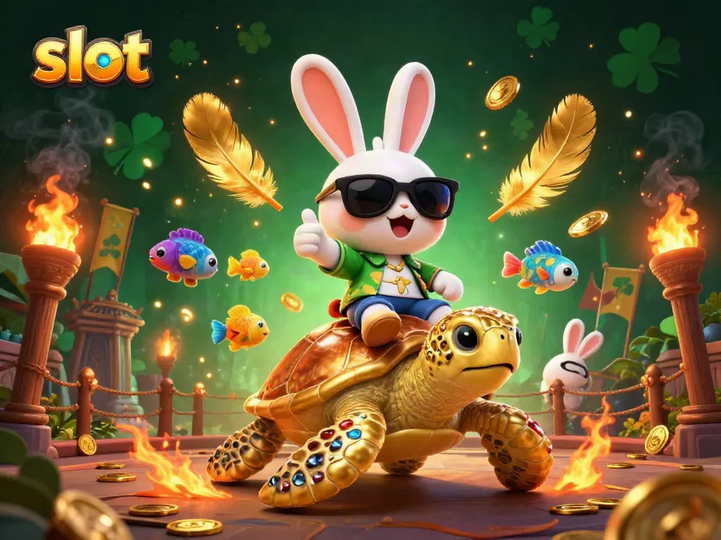 Menangkan slot dengan karakter lucu dan suasana kasino yang penuh warna di latar belakang.