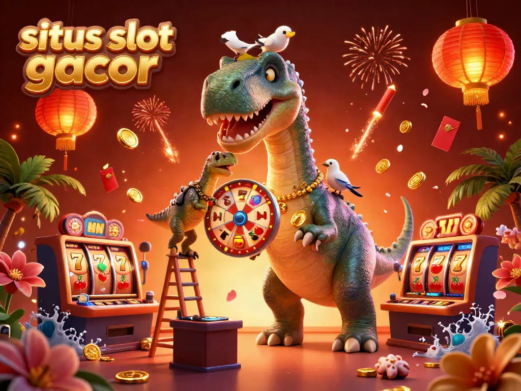 Menggenggam jackpot di situs slot gacor yang futuristik dengan karakter kartun raptor dan brontosaurus.