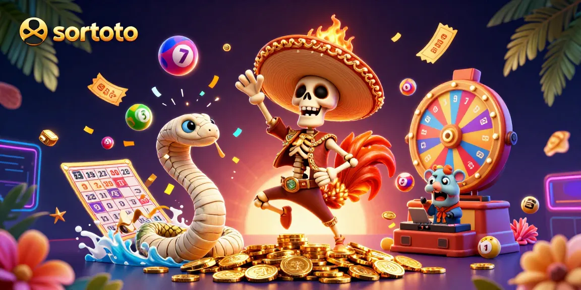 Sortoto illustrates a lively casino scene with a victory dance, golden coins, and dynamic gaming elements.