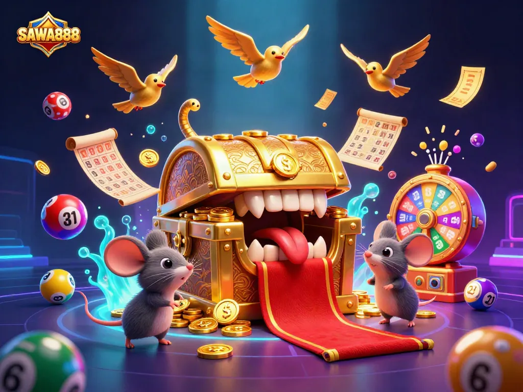 Engage with thrilling opportunities at SAWA888 with an exciting 3D casino world illustration.