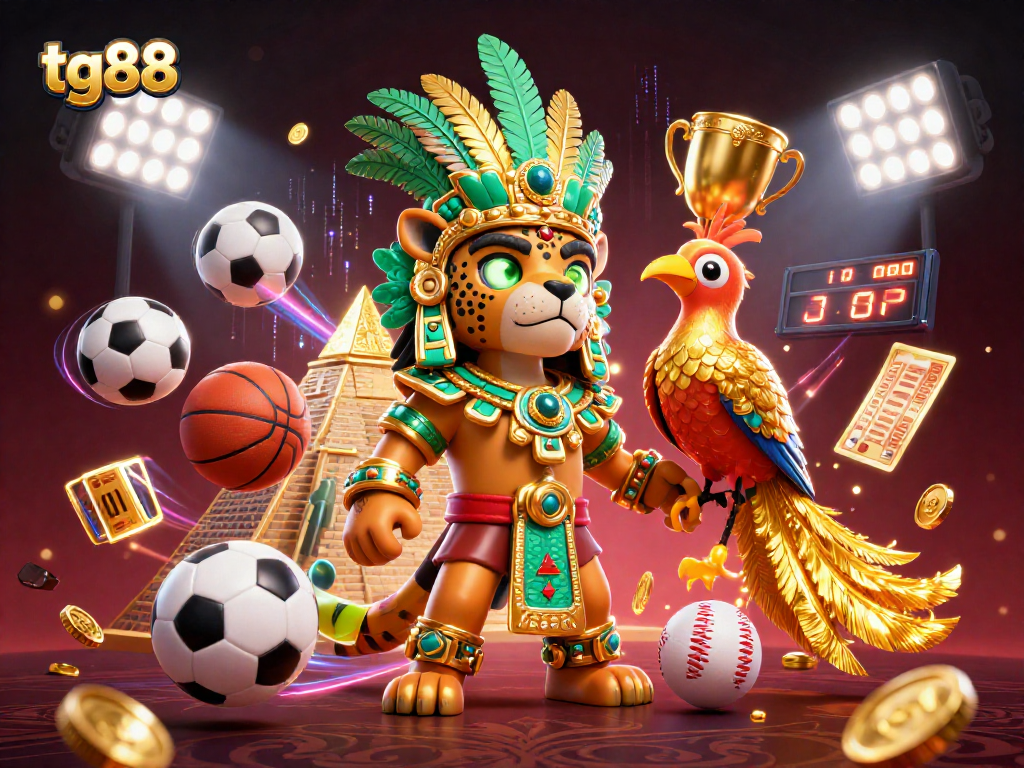 Experience the excitement of tg88 with this vibrant 3D illustration showcasing online casino adventures.