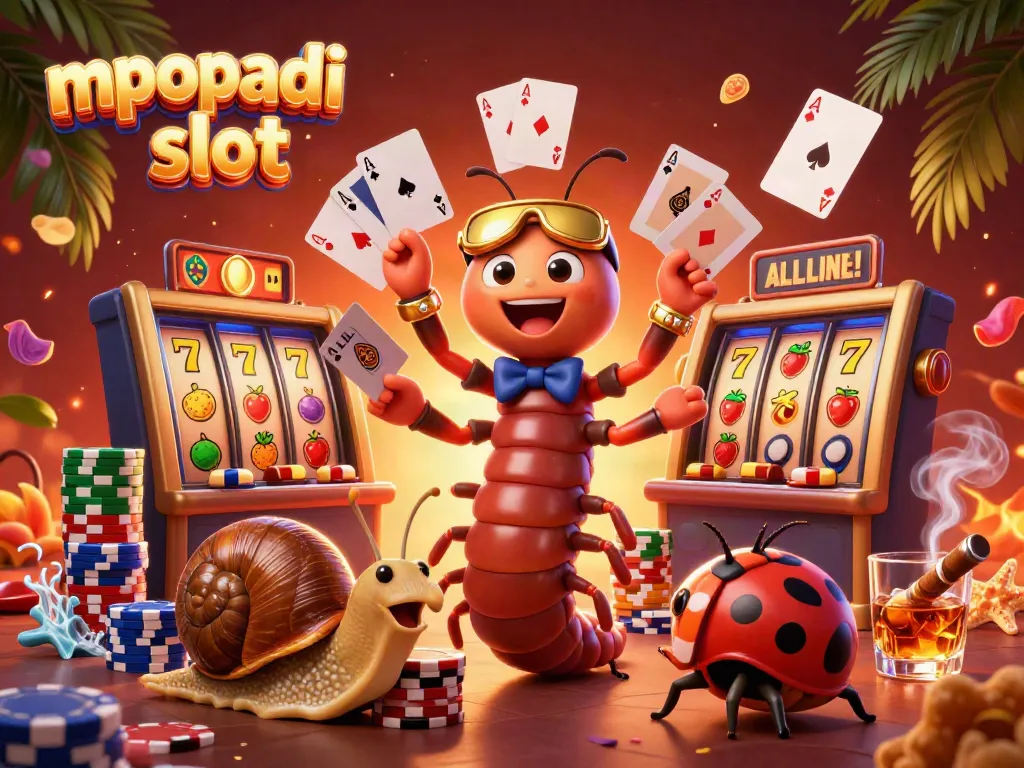 Experience the excitement of MPopadi Slot with a vibrant casino illustration showcasing a thrilling game atmosphere.